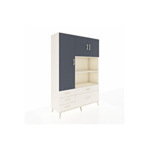 Hyperion Dolap 7 Raflı 5 Çekmeceli 3 Kapaklı 132x44x195 Aytaşı-antrasit/aytaşı