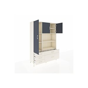 Hyperion Dolap 7 Raflı 5 Çekmeceli 3 Kapaklı 132x44x195 Aytaşı-antrasit/aytaşı