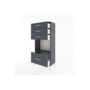 Hyperion Dolap Tek Raflı 4 Çekmeceli 60x44x134 Antrasit-antrasit