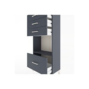 Hyperion Dolap Tek Raflı 4 Çekmeceli 60x44x134 Antrasit-antrasit