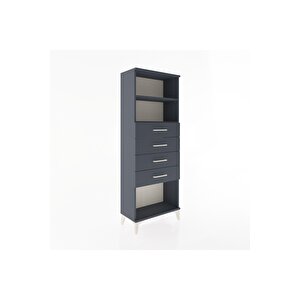 Arges Dolap 2 Raflı 4 Çekmeceli 60x30x163 Antrasit-antrasit