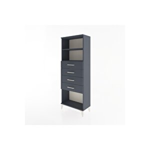 Arges Dolap 2 Raflı 4 Çekmeceli 60x30x163 Antrasit-antrasit