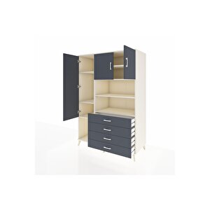 Kronos Dolap 7 Raflı 4 Çekmeceli 3 Kapaklı 132x59x195 Aytaşı-antrasit/antrasit