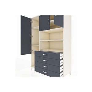 Kronos Dolap 7 Raflı 4 Çekmeceli 3 Kapaklı 132x59x195 Aytaşı-antrasit/antrasit