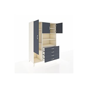 Kronos Dolap 7 Raflı 4 Çekmeceli 3 Kapaklı 132x59x195 Aytaşı-antrasit/antrasit