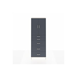 Arges Dolap 3 Raflı 5 Çekmeceli 2 Kapaklı 88x30x243 Aytaşı-antrasit