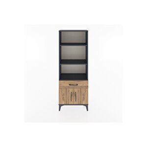 Arges Dolap 3 Raflı Tek Çekmeceli 2 Kapaklı 60x30x163 Antrasit-çam