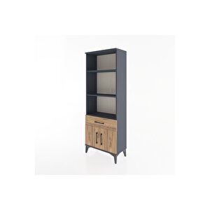 Arges Dolap 3 Raflı Tek Çekmeceli 2 Kapaklı 60x30x163 Antrasit-çam