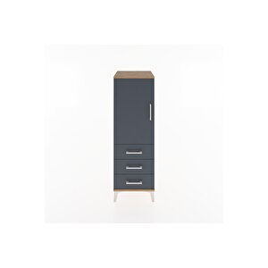 Hyperion Dolap 2 Raflı 3 Çekmeceli Tek Kapaklı 44x44x134 Çam-antrasit