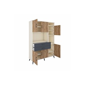 Hyperion Dolap 9 Raflı 2 Çekmeceli 6 Kapaklı 132x44x195 Aytaşı-çam/antrasit