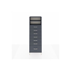 Arges Dolap 2 Raflı 7 Çekmeceli 60x30x182 Antrasit-antrasit