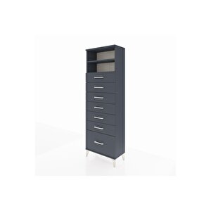 Arges Dolap 2 Raflı 7 Çekmeceli 60x30x182 Antrasit-antrasit