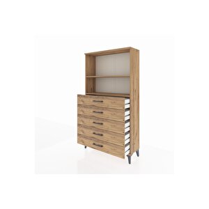 Arges Dolap 2 Raflı 5 Çekmeceli 88x30x163 Çam-çam