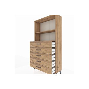 Arges Dolap 2 Raflı 5 Çekmeceli 88x30x163 Çam-çam