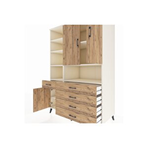 Kronos Dolap 8 Raflı 5 Çekmeceli 3 Kapaklı 132x59x195 Aytaşı-çam/çam