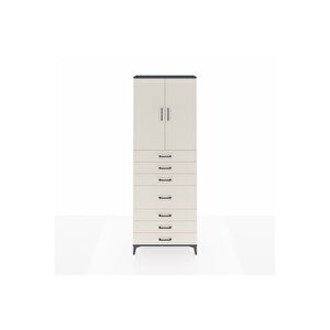 Arges Dolap 3 Raflı 7 Çekmeceli 2 Kapaklı 88x30x243 Antrasit-aytaşı