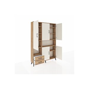 Arges Dolap 10 Raflı 2 Çekmeceli 5 Kapaklı 132x30x195 Çam-aytaşı/çam