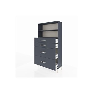 Arges Dolap 2 Raflı 4 Çekmeceli 88x30x163 Antrasit-antrasit