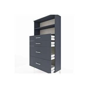 Arges Dolap 2 Raflı 4 Çekmeceli 88x30x163 Antrasit-antrasit