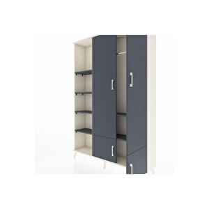 Arges Gardrop 6 Raflı 4 Kapaklı Tek Askılı 132x30x195 Aytaşı-antrasit