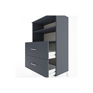 Hyperion Dolap 2 Raflı 2 Çekmeceli 88x44x134 Antrasit-antrasit