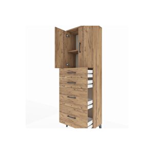 Arges Dolap 2 Raflı 4 Çekmeceli 2 Kapaklı 60x30x182 Çam-çam