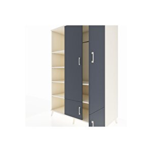Kronos Dolap 6 Raflı 4 Kapaklı Tek Askılı 132x59x195 Aytaşı-antrasit/aytaşı