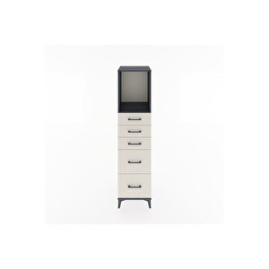 Hyperion Dolap Tek Raflı 5 Çekmeceli 44x44x182 Antrasit-aytaşı