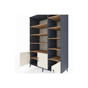 Kronos Dolap 10 Raflı 3 Kapaklı 132x59x195 Antrasit-aytaşı/çam