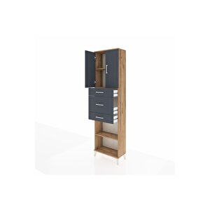 Arges Dolap 3 Raflı 3 Çekmeceli 2 Kapaklı 60x30x221 Çam-antrasit