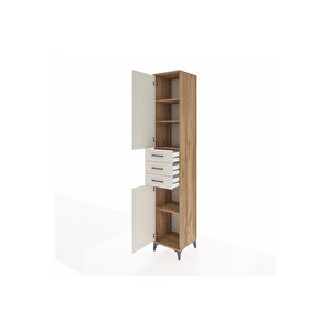Hyperion Dolap 4 Raflı 3 Çekmeceli 2 Kapaklı 44x44x243 Çam-aytaşı