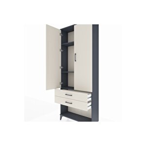 Arges Dolap 3 Raflı 2 Çekmeceli 2 Kapaklı 88x30x221 Antrasit-aytaşı