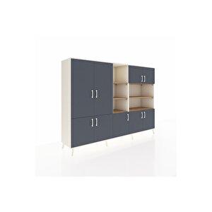 Hyperion Dolap 14 Raflı 9 Kapaklı 220x44x163 Aytaşı-antrasit/çam