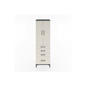 Hyperion Dolap 3 Raflı 4 Çekmeceli 2 Kapaklı 60x44x195 Antrasit-aytaşı