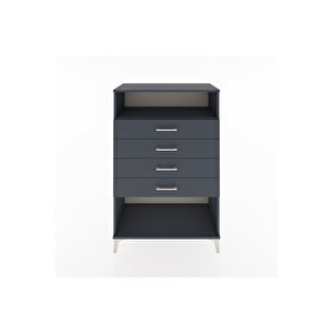Hyperion Dolap Tek Raflı 4 Çekmeceli 88x44x134 Antrasit-antrasit