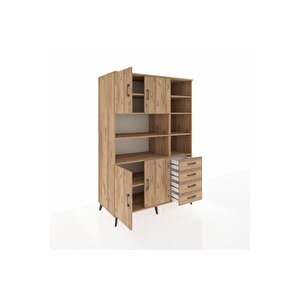 Kronos Dolap 9 Raflı 4 Çekmeceli 4 Kapaklı 132x59x195 Çam-çam/çam