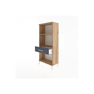 Arges Dolap 2 Raflı Tek Çekmeceli 60x30x134 Çam-antrasit