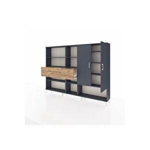 Arges Dolap 10 Raflı 2 Çekmeceli 2 Kapaklı 220x30x163 Antrasit-antrasit/çam