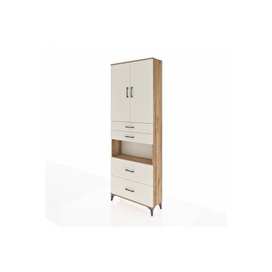 Arges Dolap 4 Raflı 4 Çekmeceli 2 Kapaklı 88x30x243 Çam-aytaşı