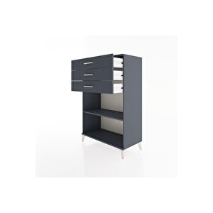 Hyperion Dolap Tek Raflı 3 Çekmeceli 88x44x134 Antrasit-antrasit