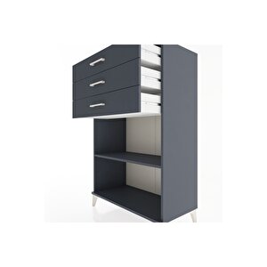 Hyperion Dolap Tek Raflı 3 Çekmeceli 88x44x134 Antrasit-antrasit