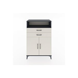 Hyperion Dolap 2 Raflı 2 Çekmeceli 2 Kapaklı 88x44x134 Antrasit-aytaşı