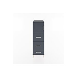 Hyperion Dolap Tek Raflı 3 Çekmeceli Tek Kapaklı 44x44x134 Antrasit-antrasit