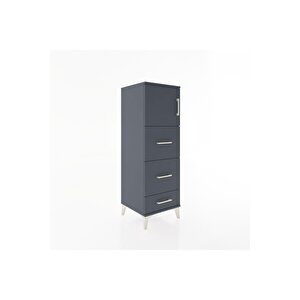 Hyperion Dolap Tek Raflı 3 Çekmeceli Tek Kapaklı 44x44x134 Antrasit-antrasit