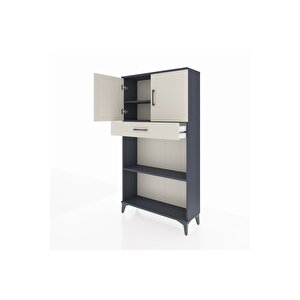 Arges Dolap 3 Raflı Tek Çekmeceli 2 Kapaklı 88x30x163 Antrasit-aytaşı