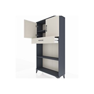 Arges Dolap 3 Raflı Tek Çekmeceli 2 Kapaklı 88x30x163 Antrasit-aytaşı