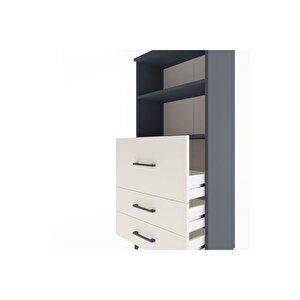 Arges Dolap 2 Raflı 3 Çekmeceli 60x30x134 Antrasit-aytaşı