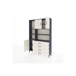 Arges Gardrop 8 Raflı 4 Çekmeceli 3 Kapaklı 132x30x195 Antrasit-aytaşı