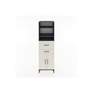 Hyperion Dolap 4 Raflı 2 Çekmeceli 2 Kapaklı 60x44x195 Antrasit-aytaşı