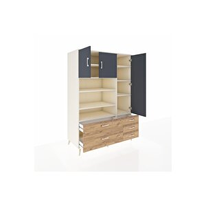 Kronos Dolap 9 Raflı 5 Çekmeceli 3 Kapaklı 132x59x195 Aytaşı-antrasit/çam